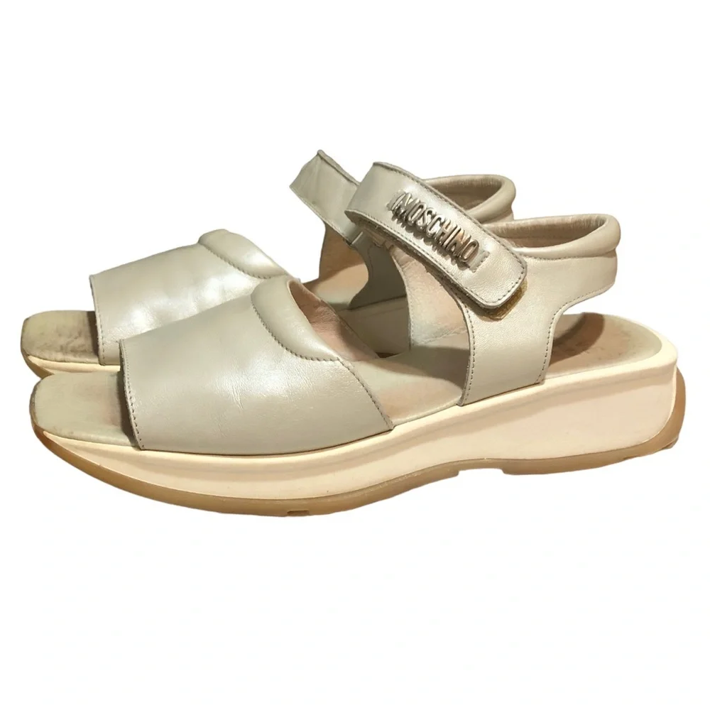 LOVE MOSCHINO Calfskin Logo Platform Sandals